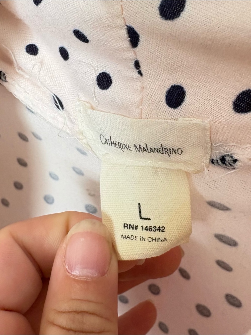 Catherine Malandrino Cream Polka Dot Wrap Robe with Black Dots - Picture 5 of 13